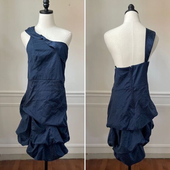Torrid Navy Blue One Shoulder Snake Print Bubble Hem Cocktail Dress 20 - Picture 1 of 6